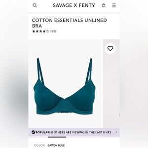 Savage X Fenty Cotton Essentials Unlined Bra - Bawdy Blue